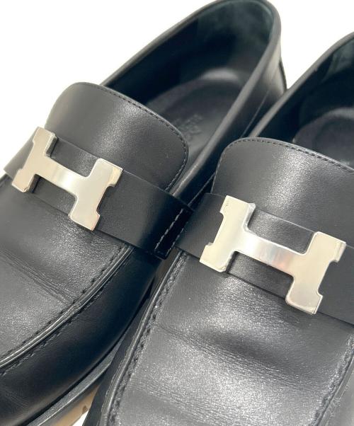 HERMES（エルメス）HERMES (エルメス) モカシンシューズ ブラック サイズ:37の古着・服飾アイテム