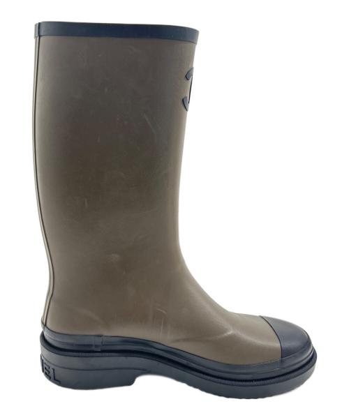 CHANEL（シャネル）CHANEL (シャネル) ココマークロングレインブーツ カーキ サイズ:38の古着・服飾アイテム