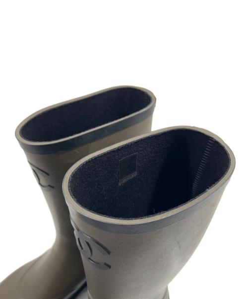 CHANEL（シャネル）CHANEL (シャネル) ココマークロングレインブーツ カーキ サイズ:38の古着・服飾アイテム