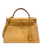 HERMESエルメス）の古着「Kelly32/ケリー32/外縫い/ゴールド金具/オーストリッチ/サフラン」