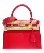 HERMESエルメス）の古着「ケリー25/外縫い/ルージュラデュー/ゴールド金具/ヴォーエプソン/K刻印2025年製」｜ルージュラデュー×ゴールド金具