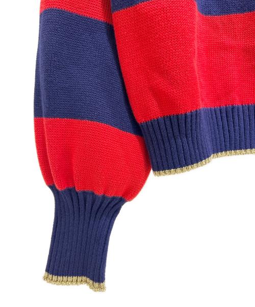 GUCCI（グッチ）GUCCI (グッチ) Lame border knit ラメボーダーニット739802 XKC6H レッド×ネイビー サイズ:Mの古着・服飾アイテム