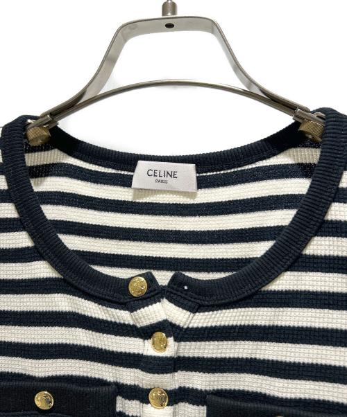 CELINE（セリーヌ）CELINE (セリーヌ) リブコットンジャージー マリニエール T シャツ ブラック×ホワイト サイズ:XSの古着・服飾アイテム