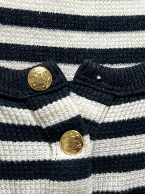 CELINE（セリーヌ）CELINE (セリーヌ) リブコットンジャージー マリニエール T シャツ ブラック×ホワイト サイズ:XSの古着・服飾アイテム