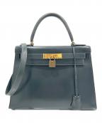 HERMESエルメス）の古着「Kelly 28/ケリー28 外縫い/ボックスカーフ/〇S刻印：1989年製/モスグリーン系/ゴールド金具」｜モスグリーン系