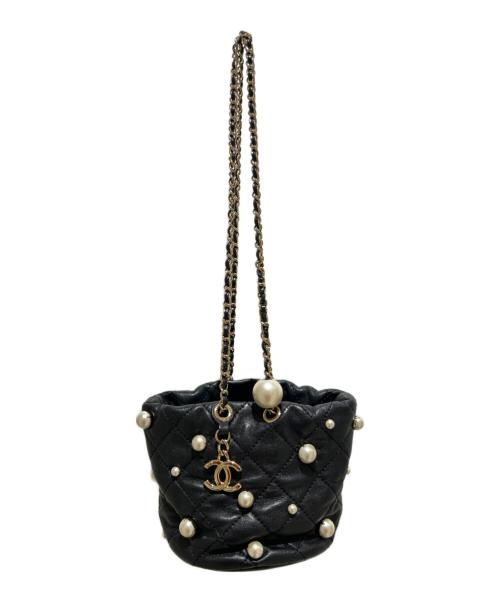 CHANEL（シャネル）CHANEL (シャネル) コスチュームパール巾着ショルダーバッグ ブラックの古着・服飾アイテム