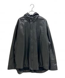 BALENCIAGA（バレンシアガ）の古着「ソフトラムスキンフーデットレザーシャツジャケット」｜ブラック