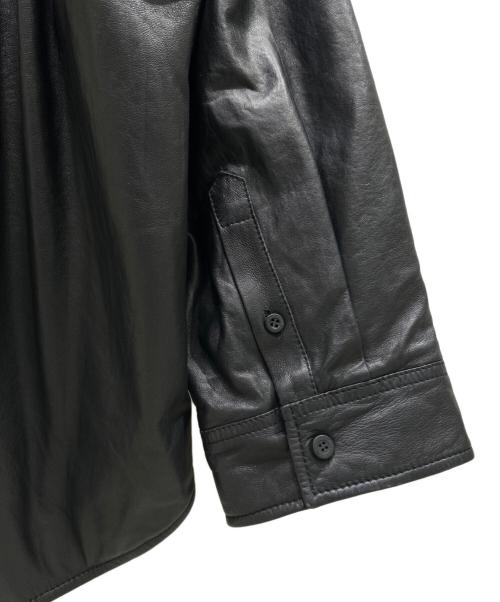 BALENCIAGA（バレンシアガ）BALENCIAGA (バレンシアガ) ソフトラムスキンフーデットレザーシャツジャケット ブラック サイズ:Lの古着・服飾アイテム