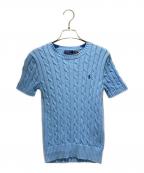 POLO RALPH LAURENポロ・ラルフローレン）の古着「Cable Knit Summer Sweater One Point Logoケーブルパターン ワンポイントロゴ サマーニット」｜スカイブルー
