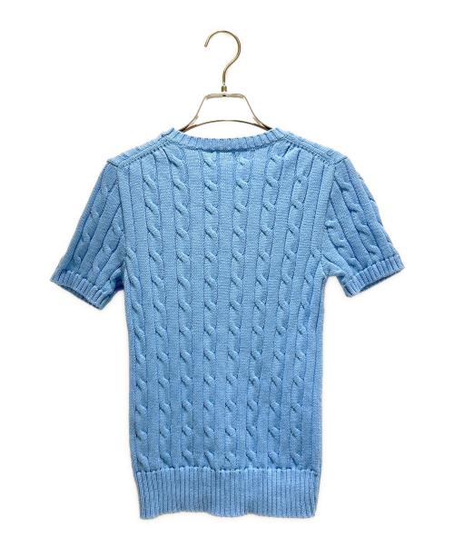 POLO RALPH LAUREN（ポロ・ラルフローレン）POLO RALPH LAUREN (ポロ・ラルフローレン) Cable Knit Summer Sweater One Point Logoケーブルパターン ワンポイントロゴ サマーニット スカイブルー サイズ:XSの古着・服飾アイテム