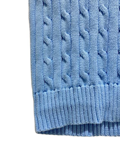 POLO RALPH LAUREN（ポロ・ラルフローレン）POLO RALPH LAUREN (ポロ・ラルフローレン) Cable Knit Summer Sweater One Point Logoケーブルパターン ワンポイントロゴ サマーニット スカイブルー サイズ:XSの古着・服飾アイテム