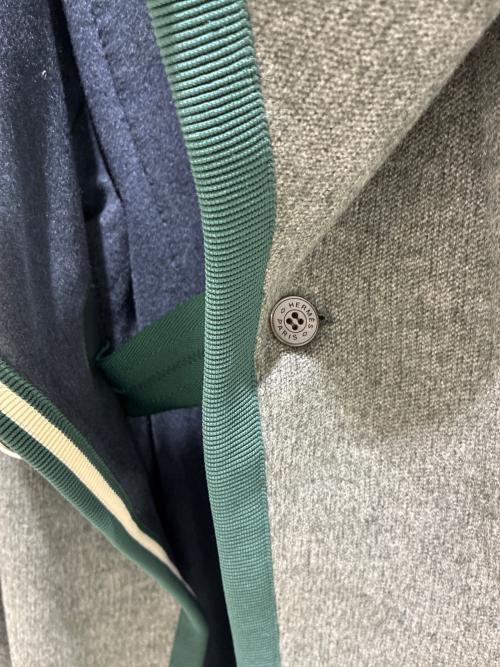HERMES（エルメス）HERMES (エルメス) カシミヤコート グレー×ネイビー サイズ:34の古着・服飾アイテム