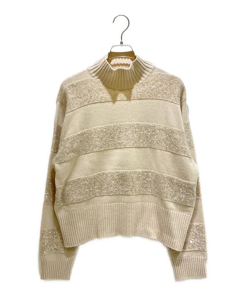 BRUNELLO CUCINELLI（ブルネロクチネリ）BRUNELLO CUCINELLI (ブルネロクチネリ) スパンコールタートルネックニット M16702104 ベージュ サイズ:Mの古着・服飾アイテム