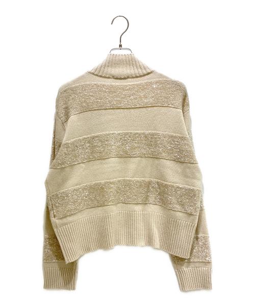 BRUNELLO CUCINELLI（ブルネロクチネリ）BRUNELLO CUCINELLI (ブルネロクチネリ) スパンコールタートルネックニット M16702104 ベージュ サイズ:Mの古着・服飾アイテム