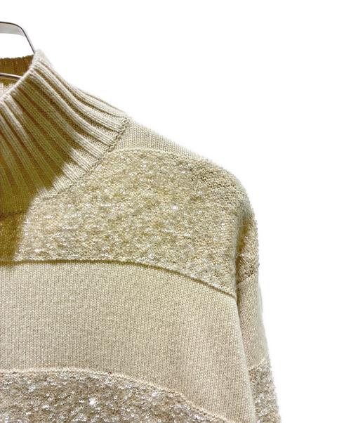 BRUNELLO CUCINELLI（ブルネロクチネリ）BRUNELLO CUCINELLI (ブルネロクチネリ) スパンコールタートルネックニット M16702104 ベージュ サイズ:Mの古着・服飾アイテム