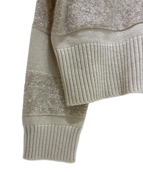 BRUNELLO CUCINELLI（ブルネロクチネリ）BRUNELLO CUCINELLI (ブルネロクチネリ) スパンコールタートルネックニット M16702104 ベージュ サイズ:Mの古着・服飾アイテム
