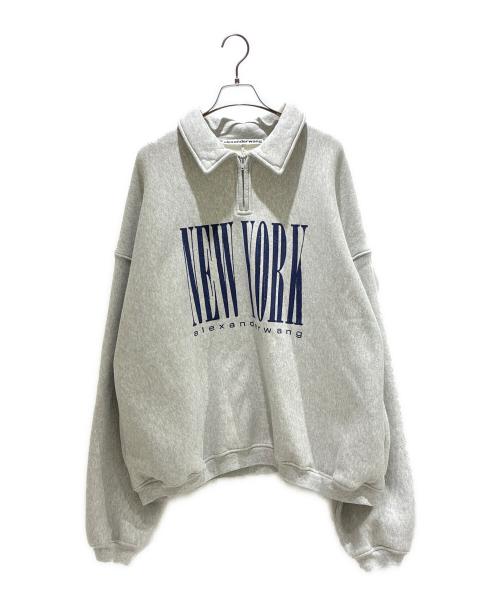 ALEXANDER WANG（アレキサンダー・ワン）ALEXANDER WANG (アレキサンダー・ワン) HALF ZIP SWEATSHIRT WITH NY PUFF GRAPHIC　UCC1231600 ライトグレー サイズ:Mの古着・服飾アイテム