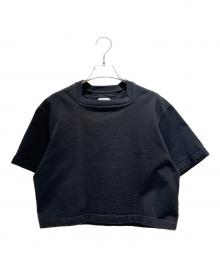BOTTEGA VENETA（ボッテガベネタ）の古着「クロップドカットソー/ヘビージャージー スクエアネック」｜ブラック