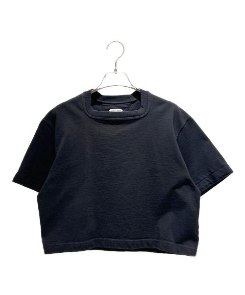 BOTTEGA VENETA（ボッテガベネタ）BOTTEGA VENETA (ボッテガベネタ) クロップドカットソー/ヘビージャージー スクエアネック ブラック サイズ:Sの古着・服飾アイテム