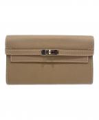 HERMESエルメス）の古着「ケリーウォレット/Kelly Wallet」｜エトゥープ×シルバー金具