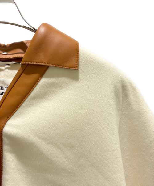 HERMES（エルメス）HERMES (エルメス) カシミヤフリンジポンチョ タン×アイボリー サイズ:38の古着・服飾アイテム