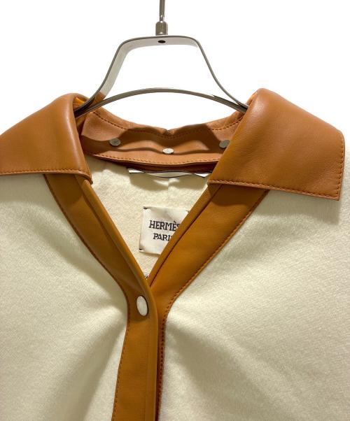 HERMES（エルメス）HERMES (エルメス) カシミヤフリンジポンチョ タン×アイボリー サイズ:38の古着・服飾アイテム