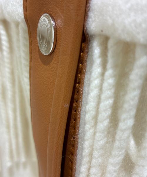 HERMES（エルメス）HERMES (エルメス) カシミヤフリンジポンチョ タン×アイボリー サイズ:38の古着・服飾アイテム