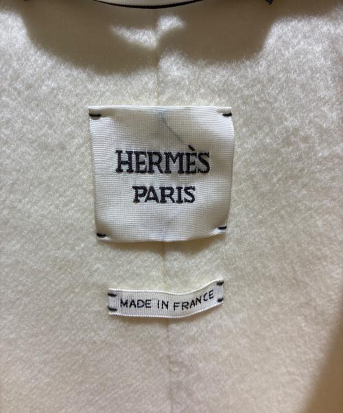 HERMES（エルメス）HERMES (エルメス) カシミヤフリンジポンチョ タン×アイボリー サイズ:38の古着・服飾アイテム