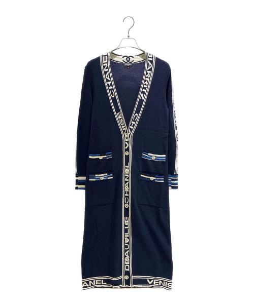 CHANEL（シャネル）CHANEL (シャネル) ロングニットカーディガンP60732K46366 ネイビー サイズ:34の古着・服飾アイテム