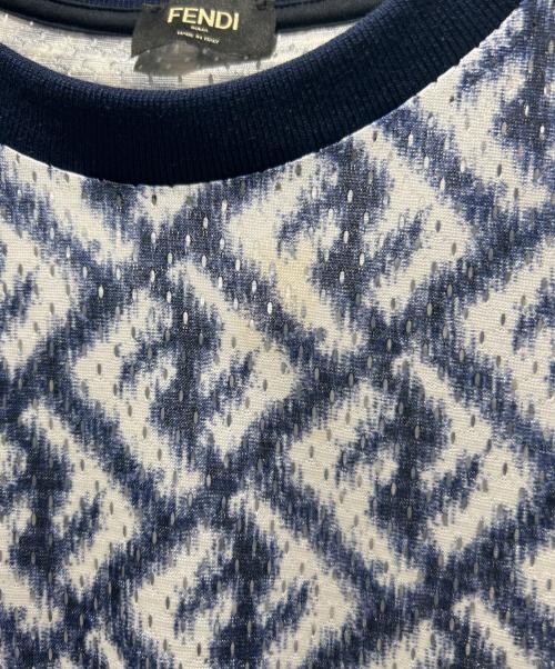 FENDI（フェンディ）FENDI (フェンディ) テクニカルメッシュカットソー/FAF682 AN66/ ブルー×ホワイト サイズ:XLの古着・服飾アイテム