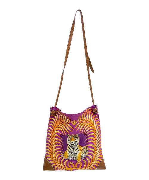 HERMES（エルメス）HERMES (エルメス) シルキーシティPM/Silky city/王者の虎/TIGER ROYAL パープル×レザー サイズ:PMの古着・服飾アイテム