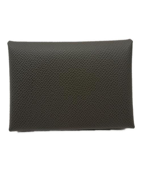 HERMES（エルメス）HERMES (エルメス) Calvi Duo Card Case Etain カルヴィ デュオ /ヴォーエプソン/エタン/K刻印：2025年製 エタンの古着・服飾アイテム