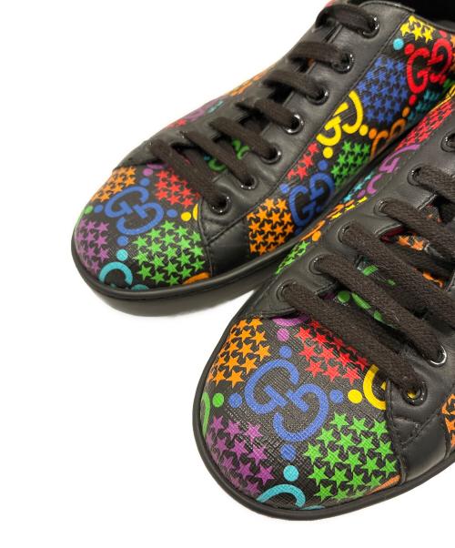 GUCCI（グッチ）GUCCI (グッチ) GG サイケデリック ローカットスニーカー 610085 ブラック サイズ:6の古着・服飾アイテム