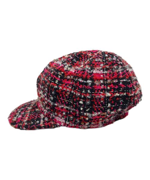 CHANEL（シャネル）CHANEL (シャネル) ツイードキャップ レッド×ピンクの古着・服飾アイテム