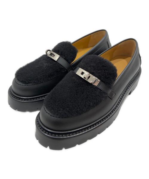 HERMES（エルメス）HERMES (エルメス) モカシン 《アイコン》ローファー ブラック サイズ:37.5の古着・服飾アイテム