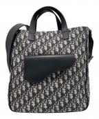 Christian Diorクリスチャン ディオール）の古着「Oblique Saddle Tote Bag オブリーグ サドル トートバッグ 1ADSH175YKS」｜ベージュ×ネイビー