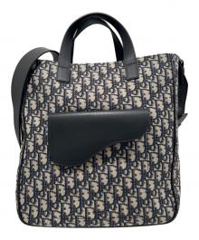 Christian Dior（クリスチャン ディオール）の古着「Oblique Saddle Tote Bag オブリーグ サドル トートバッグ 1ADSH175YKS」｜ベージュ×ネイビー