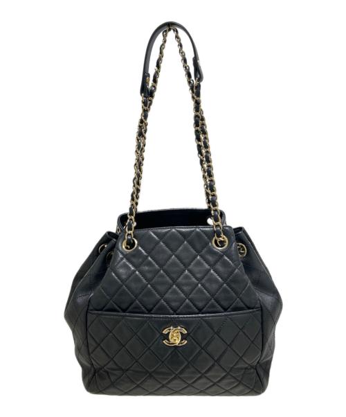 CHANEL（シャネル）CHANEL (シャネル) ココマーク巾着チェーンショルダーバッグ ブラック/ゴールド金具の古着・服飾アイテム