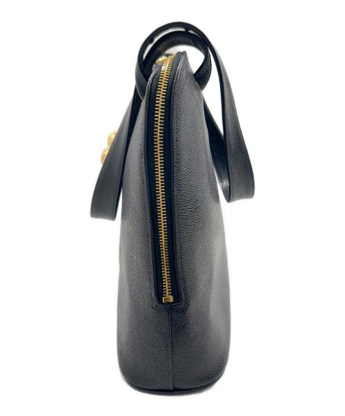 CHANEL（シャネル）CHANEL (シャネル) ココマークステッチハンドバッグ/キャビアスキン ブラック×ゴールド金具の古着・服飾アイテム