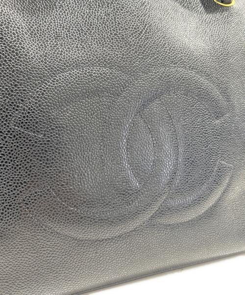 CHANEL（シャネル）CHANEL (シャネル) ココマークステッチハンドバッグ/キャビアスキン ブラック×ゴールド金具の古着・服飾アイテム