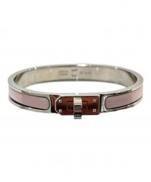 HERMES（エルメス）の古着「エナメルブレスレット 《ミニ・クリック・ケリー》/Enamel Bracelet “Mini Clic Kelly”」｜シルバー×モーブペール