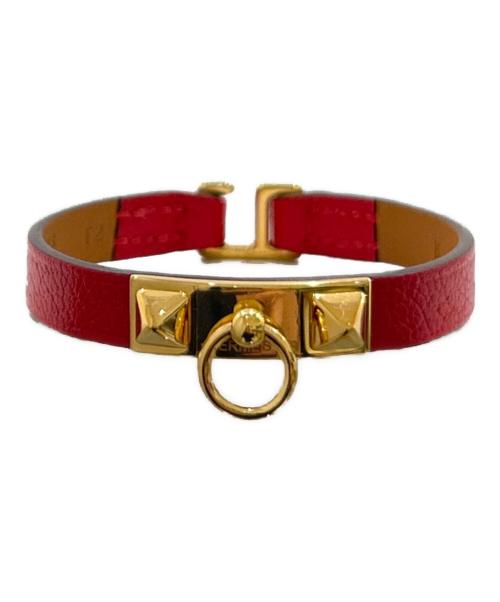 HERMES（エルメス）HERMES (エルメス) レザーブレスレット 《ミニ・リヴァル》/Mini Rivale Leather Bracelet/H011112CCS3T2 レッドの古着・服飾アイテム