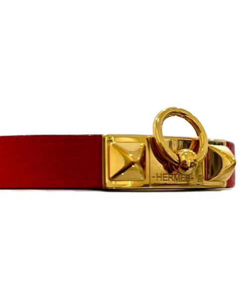 HERMES（エルメス）HERMES (エルメス) レザーブレスレット 《ミニ・リヴァル》/Mini Rivale Leather Bracelet/H011112CCS3T2 レッドの古着・服飾アイテム