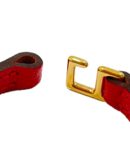 HERMES（エルメス）HERMES (エルメス) レザーブレスレット 《ミニ・リヴァル》/Mini Rivale Leather Bracelet/H011112CCS3T2 レッドの古着・服飾アイテム
