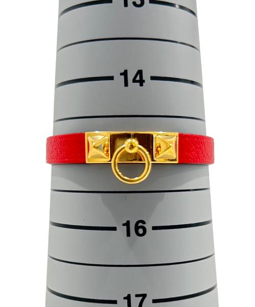 HERMES（エルメス）HERMES (エルメス) レザーブレスレット 《ミニ・リヴァル》/Mini Rivale Leather Bracelet/H011112CCS3T2 レッドの古着・服飾アイテム