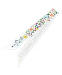 Christian Dior（クリスチャン ディオール）の古着「D-Floral ミッツァ スカーフ/シルクスカーフ」｜ホワイト×ベージュ