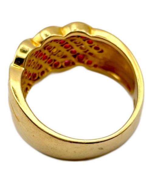 NO BRAND（ノーブランド）NO BRAND (ノーブランド) Ruby and Diamond Wave Band Ring ルビー&ダイヤモンド ウェーブバンドリング/K18YG サイズ:11号の古着・服飾アイテム