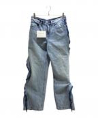 ALEXANDER WANGアレキサンダー・ワン）の古着「Mesh Curved Zipper Pant メッシュパネル ジーンズ 4DC3254882」｜スカイブルー