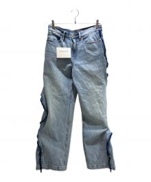 ALEXANDER WANG（アレキサンダー・ワン）の古着「Mesh Curved Zipper Pant メッシュパネル ジーンズ 4DC3254882」｜スカイブルー