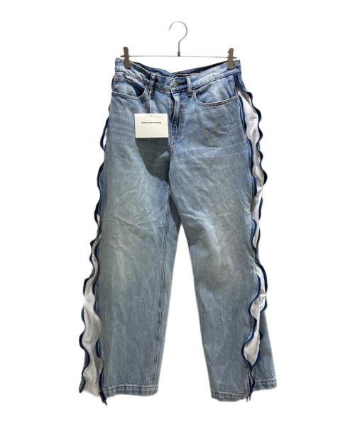 ALEXANDER WANG（アレキサンダー・ワン）ALEXANDER WANG (アレキサンダー・ワン) Mesh Curved Zipper Pant メッシュパネル ジーンズ 4DC3254882 スカイブルー サイズ:26の古着・服飾アイテム